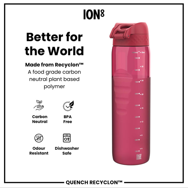 Leak Proof 1 litre Water Bottle, Recyclon, Half-Cut, Magenta, 1L