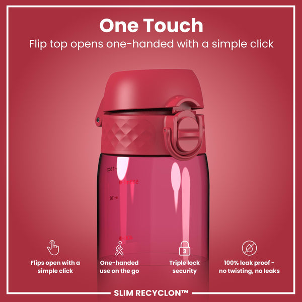 Leak Proof Slim Water Bottle, Recyclon, Half-Cut, Magenta, 500ml (18oz)