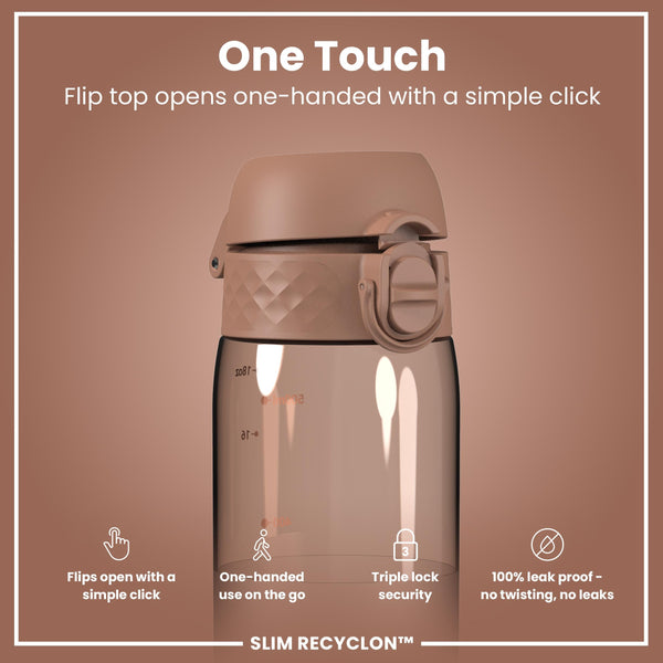 Leak Proof Slim Water Bottle, Recyclon, Half-Cut, Mocha, 500ml (18oz)