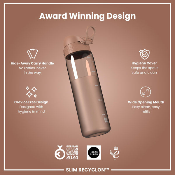 Leak Proof Slim Water Bottle, Recyclon, Half-Cut, Mocha, 500ml (18oz)