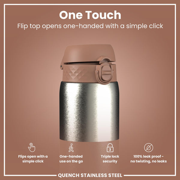 Leak Proof 1 Litre Water Bottle, Stainless Steel, Mocha, 1L
