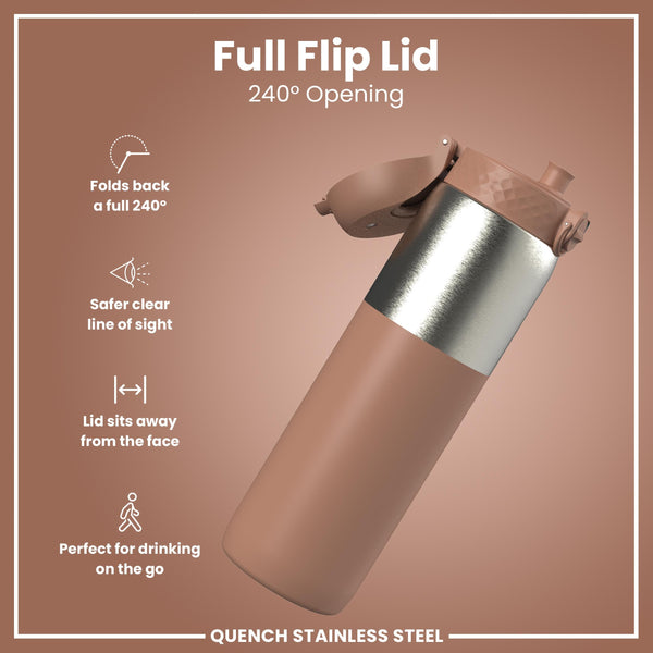 Leak Proof 1 Litre Thermal Water Bottle, Insulated, Half-Cut, Mocha, 1L