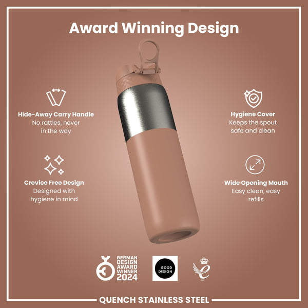 Leak Proof 1 Litre Water Bottle, Stainless Steel, Mocha, 1L