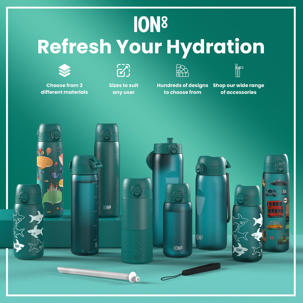 Leak Proof Slim Water Bottle, Stainless Steel, Camouflage, 600ml (20oz)