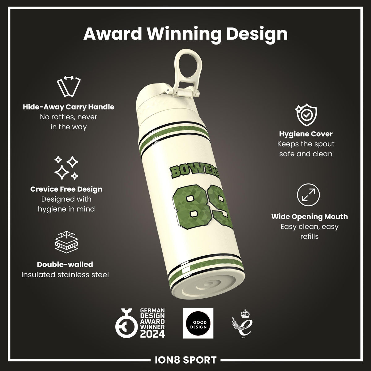 NFL x Ion8 Sports, Insulated Bottle, Icon Series, Brock Bowers, 750ml (24oz)