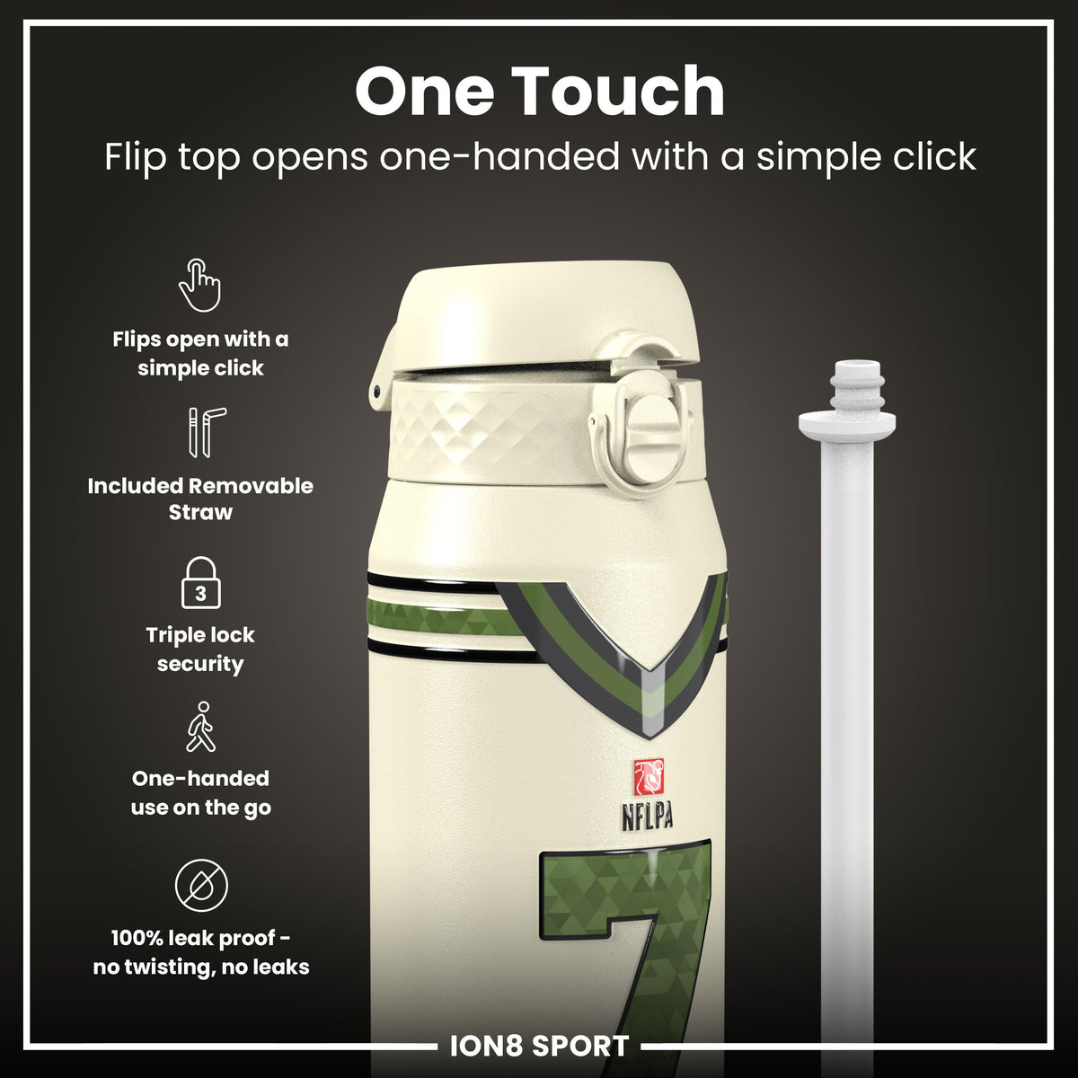 NFL x Ion8 Sports, Insulated Bottle, Icon Series, CJ Stroud, 750ml (24oz)