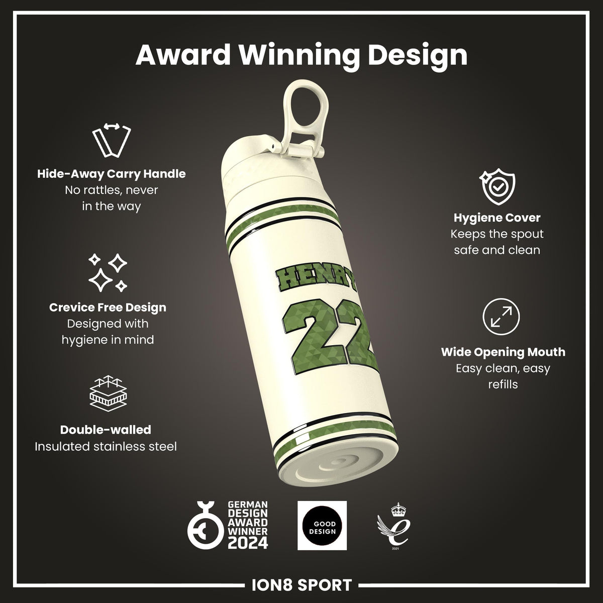 NFL x Ion8 Sports, Insulated Bottle, Icon Series, Derrick Henry, 750ml (24oz)