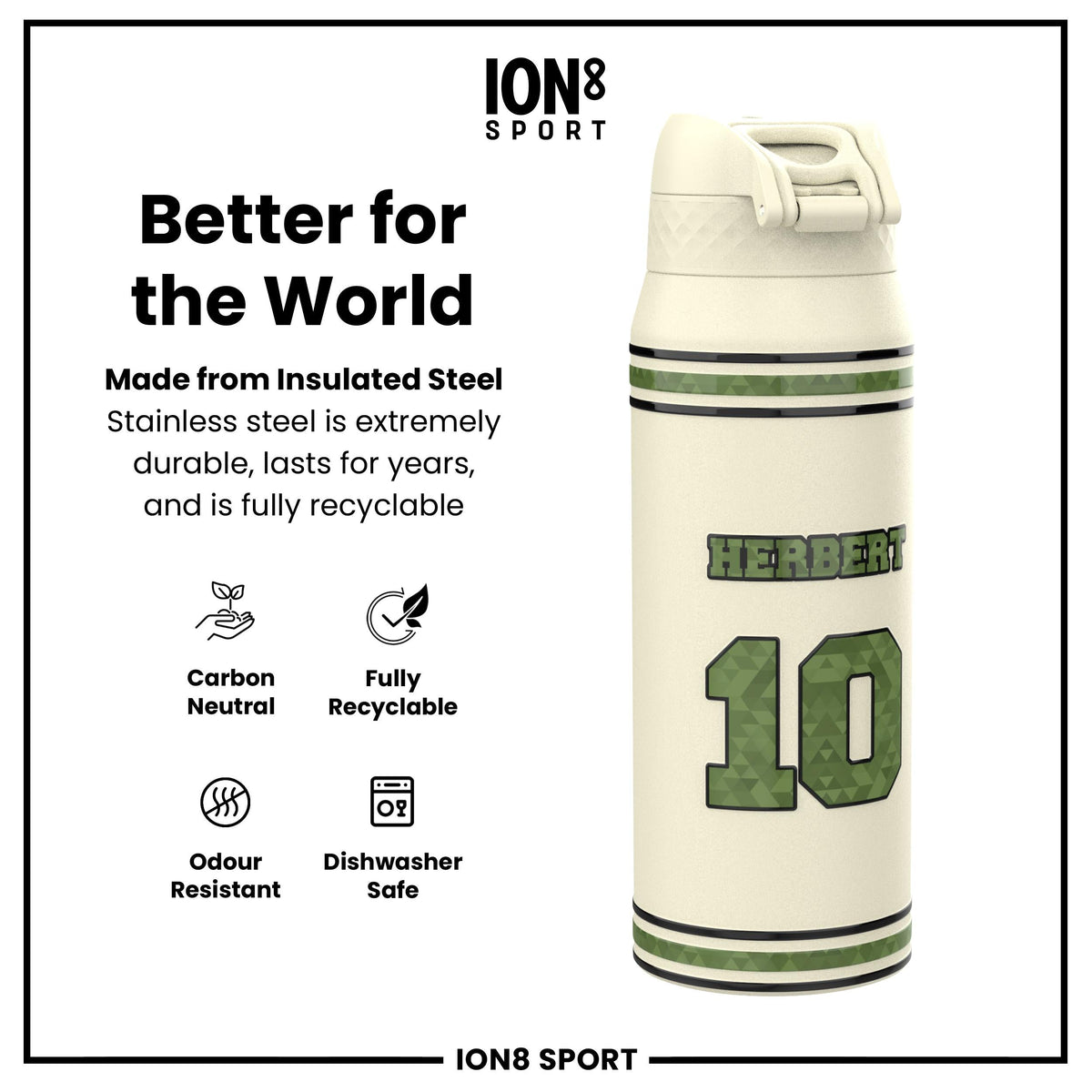 NFL x Ion8 Sports, Insulated Bottle, Icon Series, Justin Herbert, 750ml (24oz)