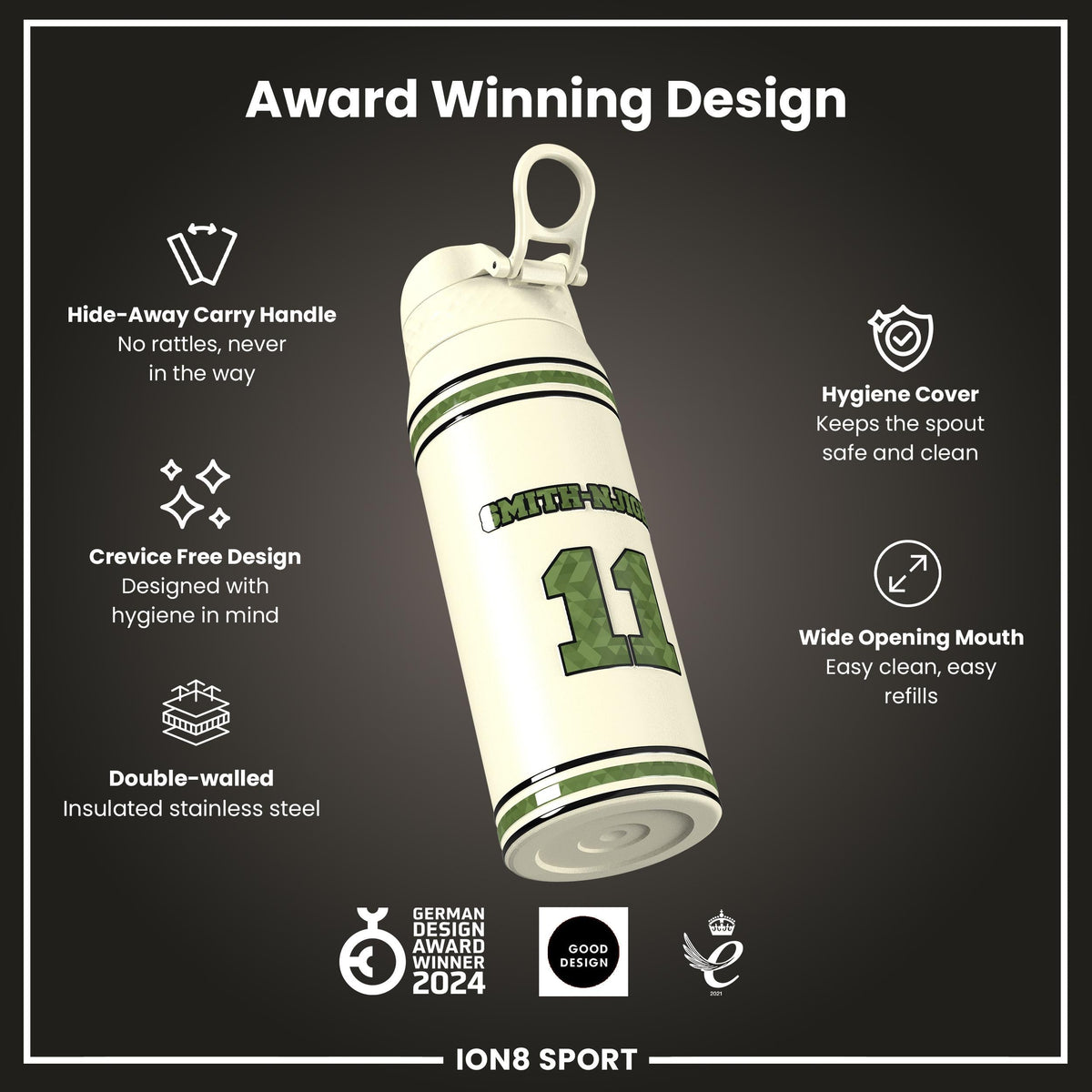 NFL x Ion8 Sports, Insulated Bottle, Icon Series, Jaxon Smith-Njigba, 750ml (24oz)