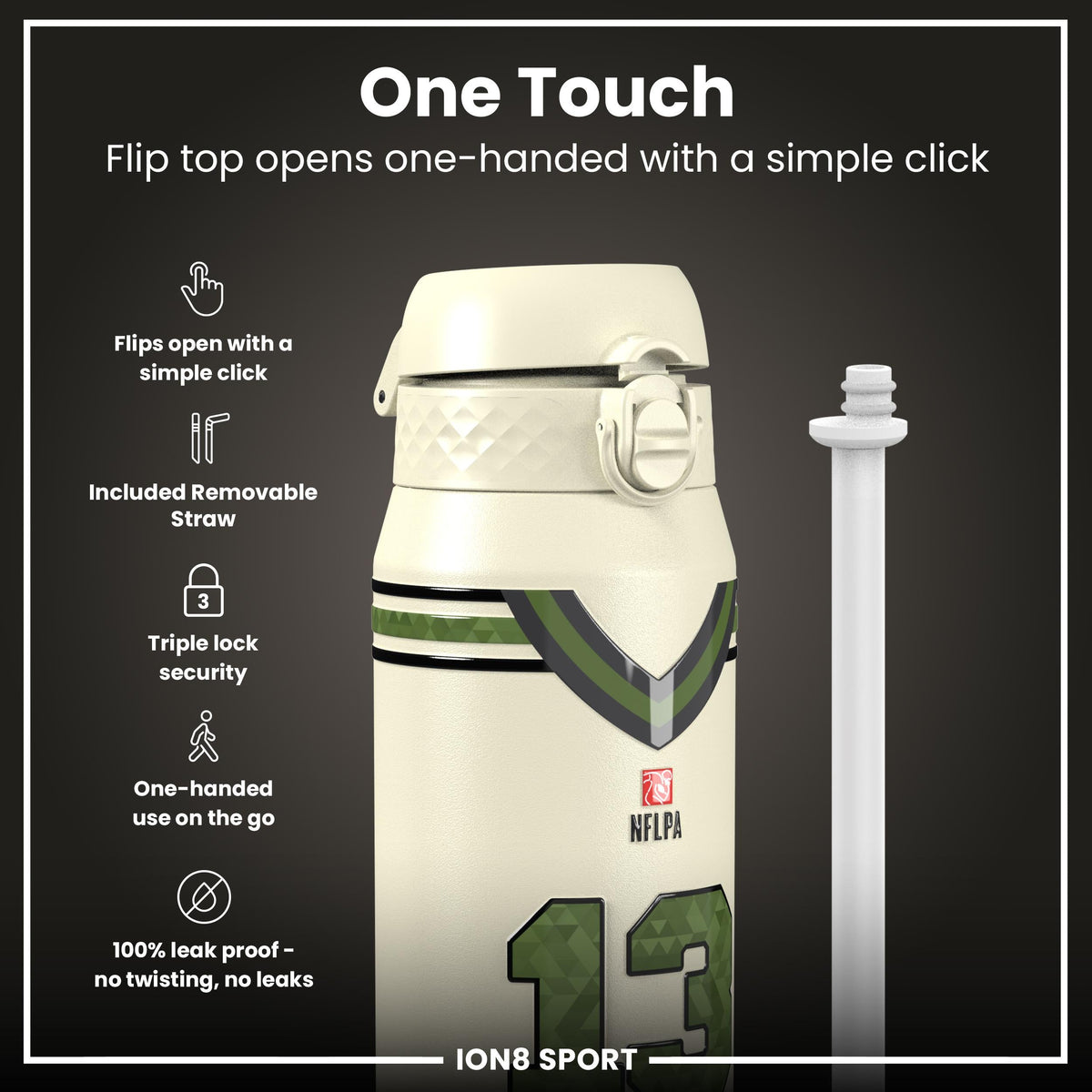 NFL x Ion8 Sports, Insulated Bottle, Icon Series, Mike Evans, 750ml (24oz)