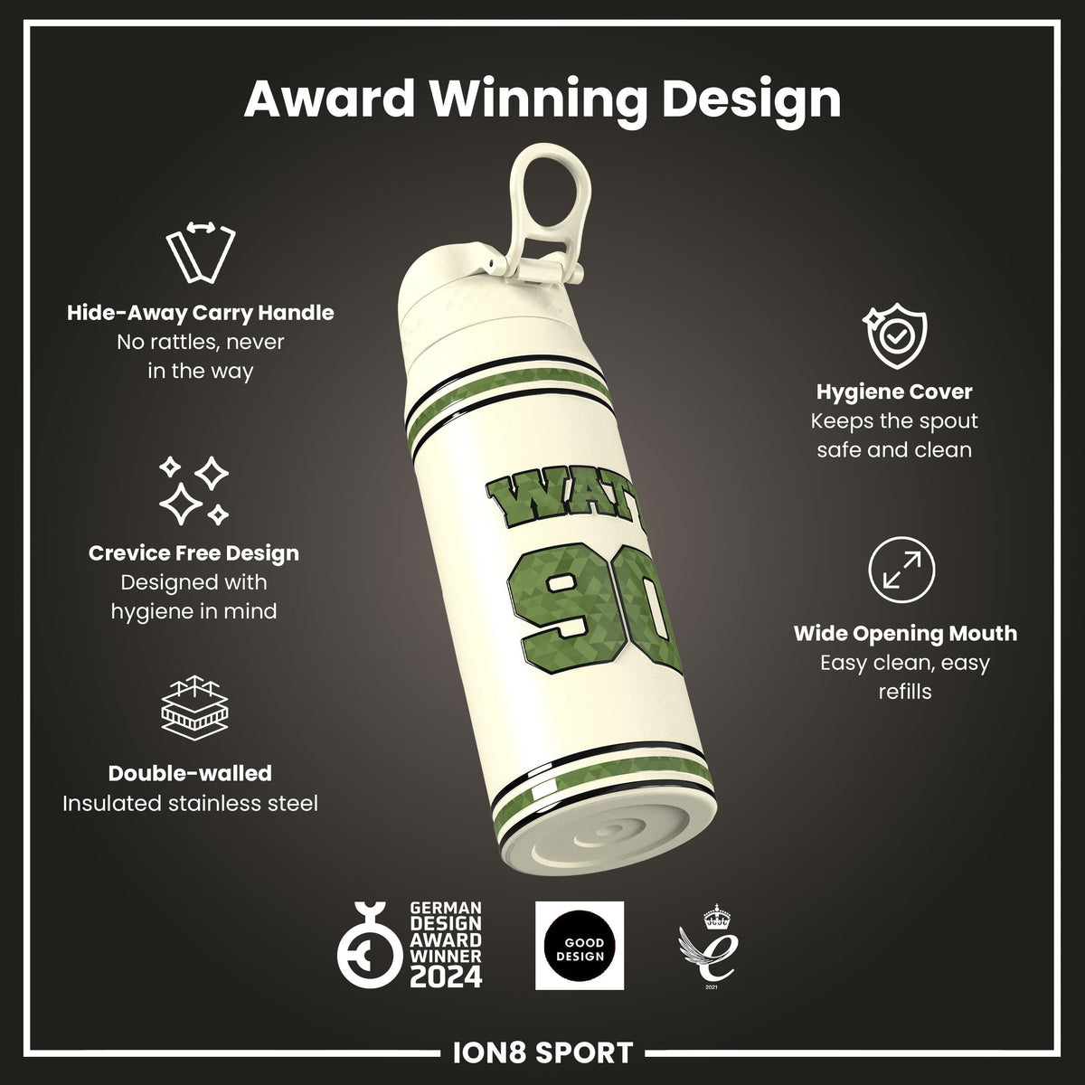 NFL x Ion8 Sports, Insulated Bottle, Icon Series, TJ Watt, 750ml (24oz)