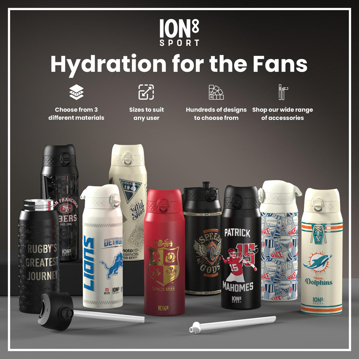 NFL x Ion8 Sports, Insulated Bottle, Locked In Series, Dak Prescott, 750ml (24oz)
