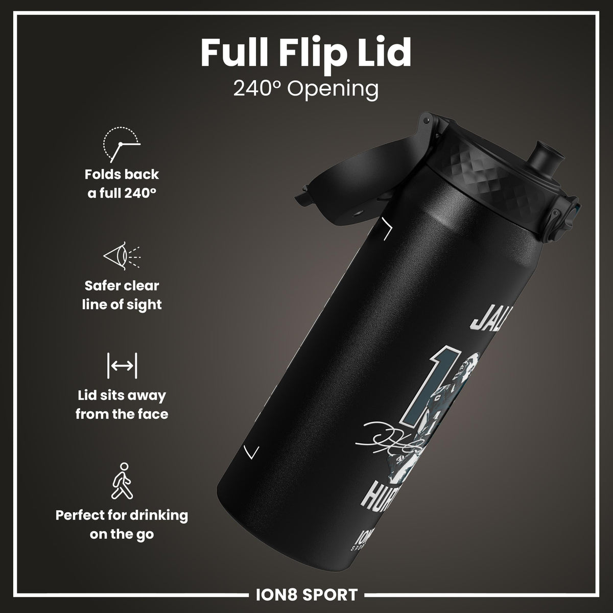 NFL x Ion8 Sports, Insulated Bottle, Locked In Series, Jalen Hurts, 750ml (24oz)