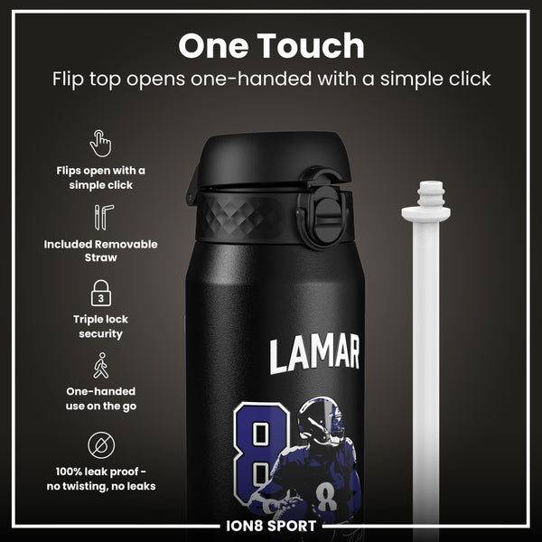 NFL x Ion8 Sports, Insulated Bottle, Locked In Series, Lamar Jackson, 750ml (24oz)
