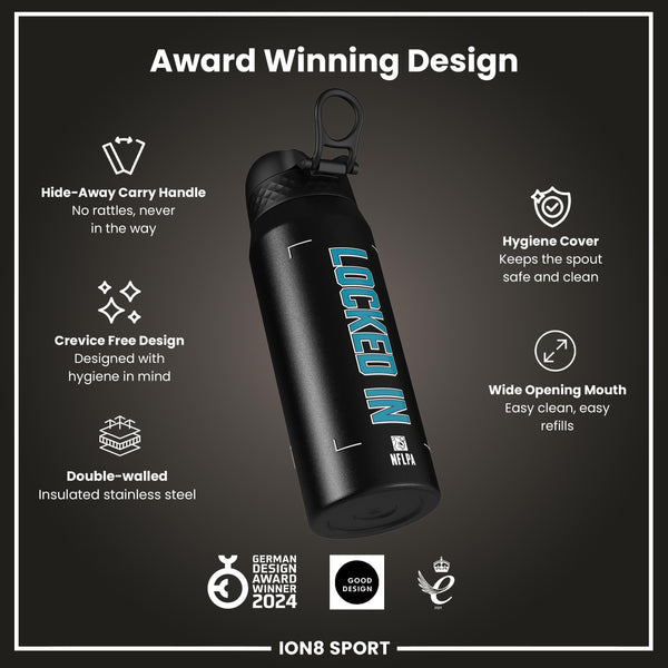 NFL x Ion8 Sports, Insulated Bottle, Locked In Series, Ress-Zammit, 750ml (24oz)