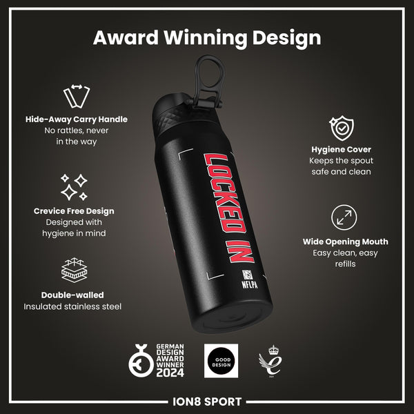 NFL x Ion8 Sports, Insulated Bottle, Locked In Series, Patrick Mahomes, 750ml (24oz)