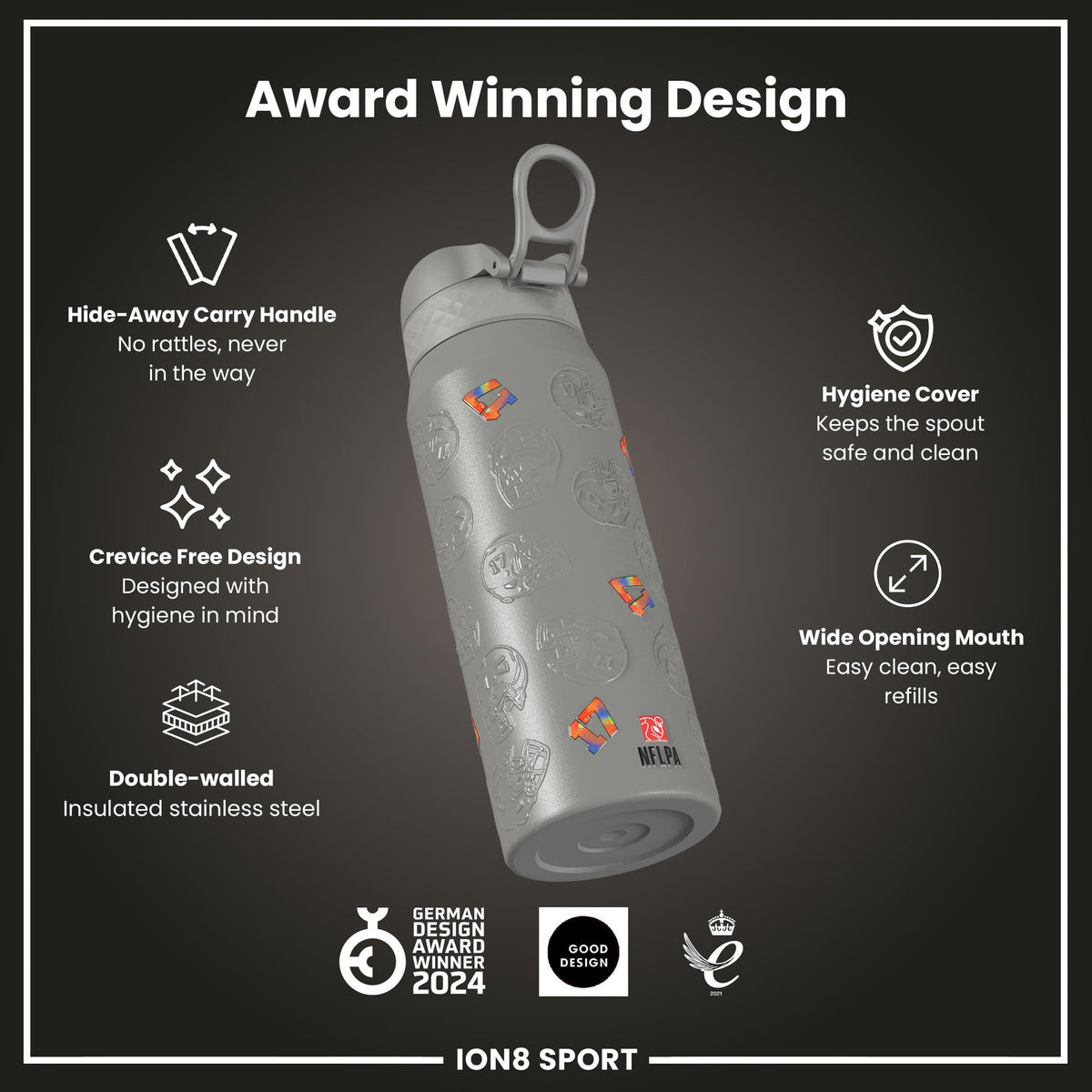 NFL x Ion8 Sports, Insulated Bottle, Signature Series, Josh Allen, 750ml (24oz)