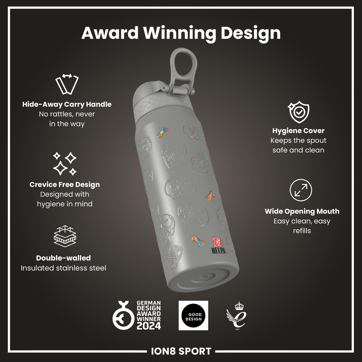 NFL x Ion8 Sports, Insulated Bottle, Signature Series, Ja'Marr Chase, 750ml (24oz)