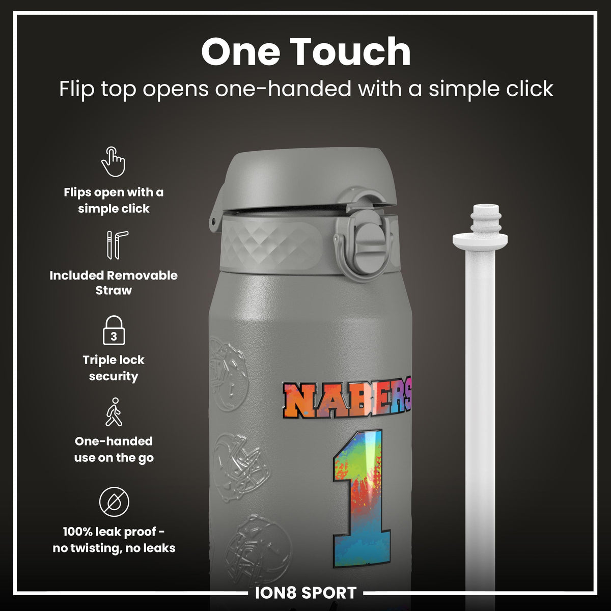 NFL x Ion8 Sports, Insulated Bottle, Signature Series, Malik Nabers, 750ml (24oz)