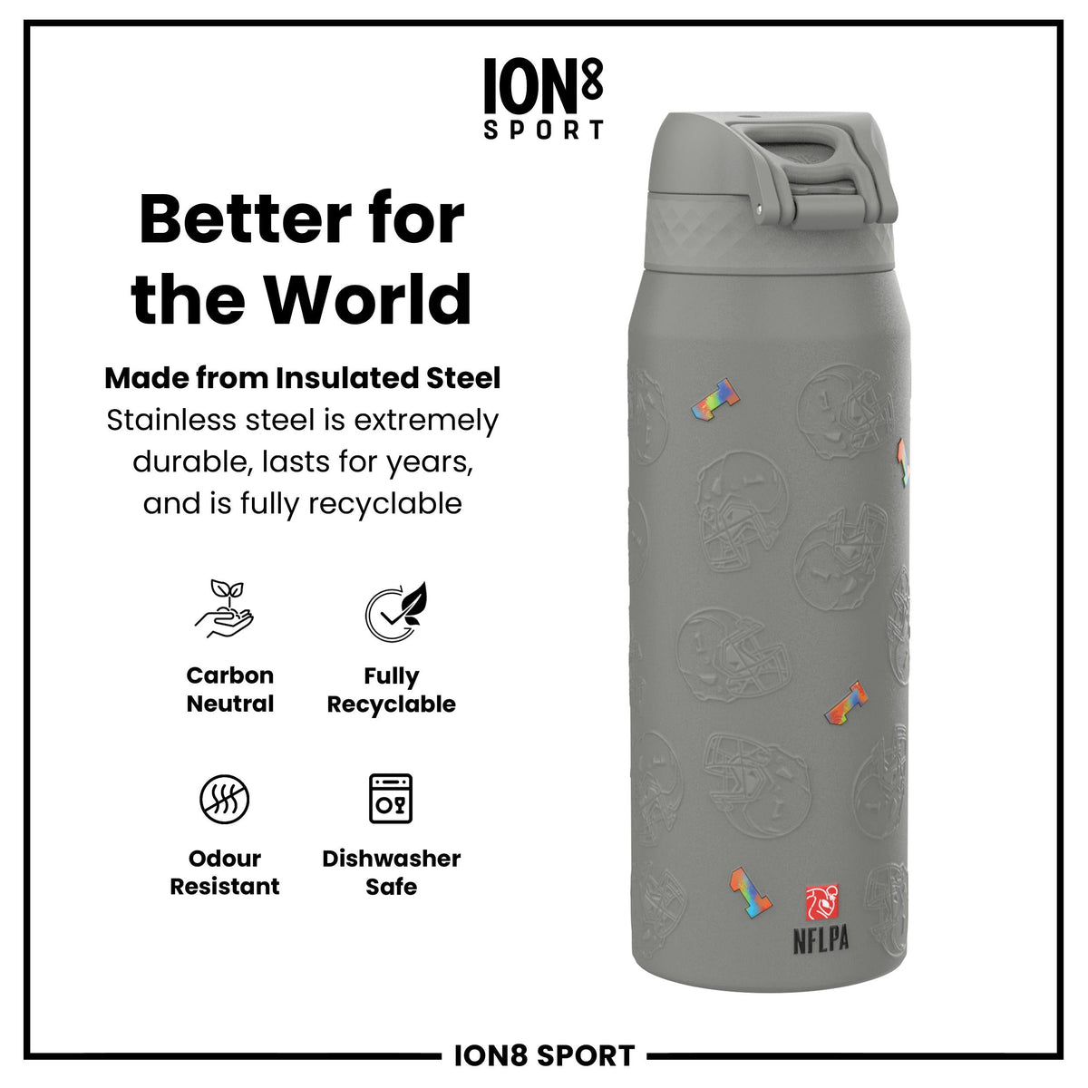 NFL x Ion8 Sports, Insulated Bottle, Signature Series, Sauce Gardner, 750ml (24oz)