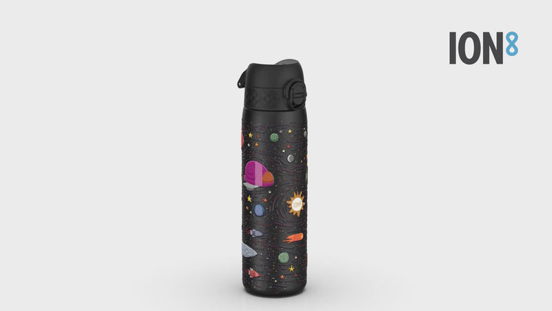 Leak Proof Slim Thermal Water Bottle, Insulated Steel, Spaceships, 500ml (17oz)