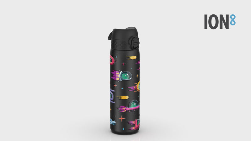 Leak Proof Slim Water Bottle, Stainless Steel, Spaceships, 600ml (20oz)