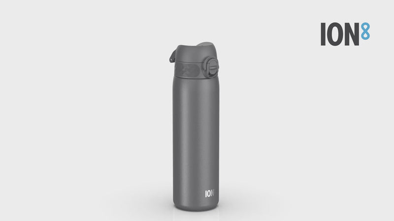 Leak Proof Slim Water Bottle, Stainless Steel, Grey, 600ml (20oz)