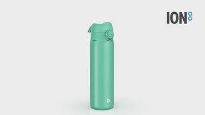 Leak Proof Slim Water Bottle, Stainless Steel, Teal, 600ml (20oz)