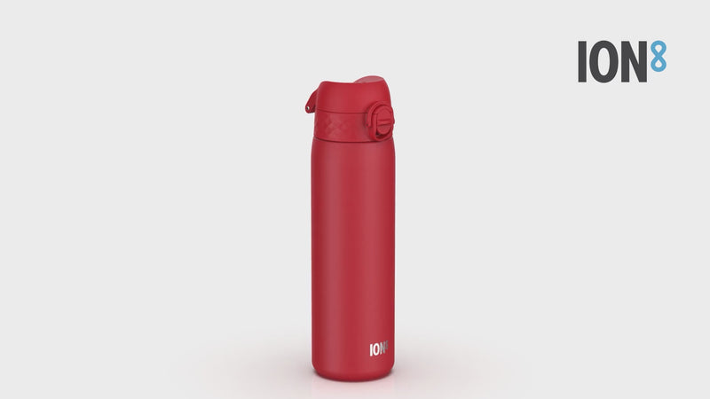 Leak Proof Slim Water Bottle, Stainless Steel, Red, 600ml (20oz)