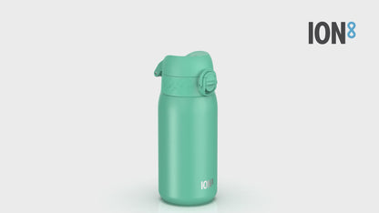 360 Video View of Ion8 Leak Proof Kids Water Bottle, Stainless Steel, Teal, 400ml (13oz)